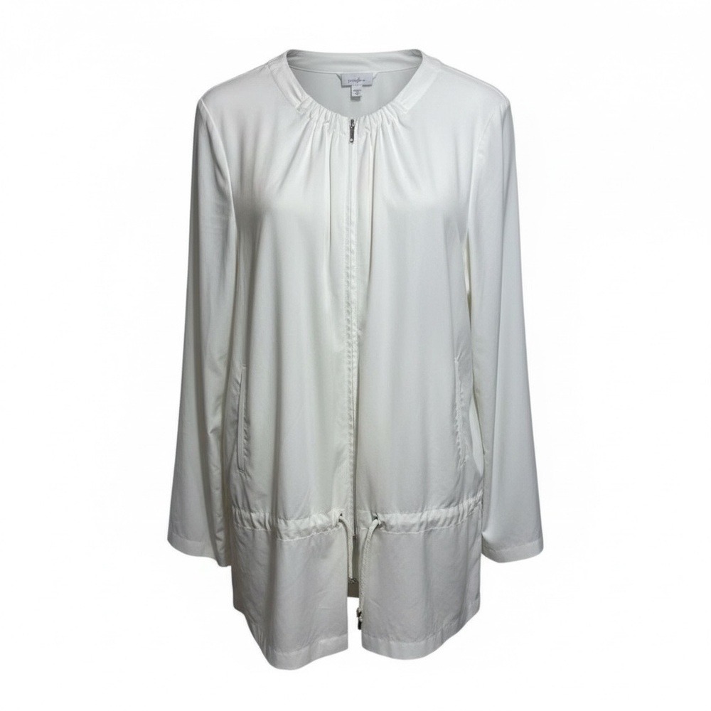 Pure Jill Womens White Solid Full Zip Drawstring Waist Anorak Jacket XL